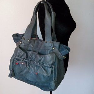 LUCKY PENNY by ANTHROPOLGIE Big Slouchy Teal Leather Top-Handle Satchel Bag
